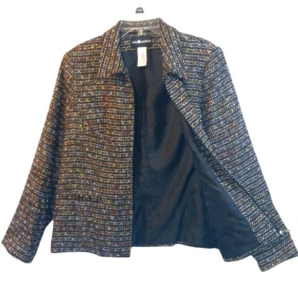 SAG HARBOR Women’s Jacket Size 14 Multi-Color Tweed Zip-Up Lined Blazer Coat - Picture 3 of 13